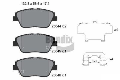 BPD2256 BENDIX Braking Комплект тормозных колодок, дисковый тормоз