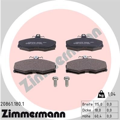 208611801 ZIMMERMANN Комплект тормозных колодок, дисковый тормоз