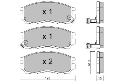 BPMI1905 AISIN Комплект тормозных колодок, дисковый тормоз