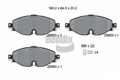 BPD1388 BENDIX Braking Комплект тормозных колодок, дисковый тормоз