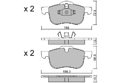 BPVO1001 AISIN Комплект тормозных колодок, дисковый тормоз