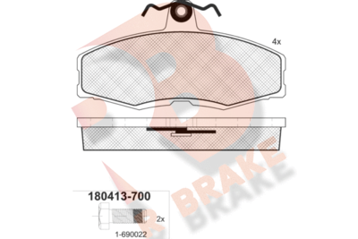 RB0413700 R BRAKE Комплект тормозных колодок, дисковый тормоз