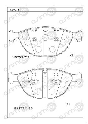 KD7075 ASIMCO Комплект тормозных колодок, дисковый тормоз