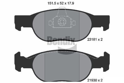 BPD1167 BENDIX Braking Комплект тормозных колодок, дисковый тормоз