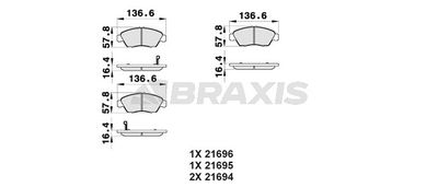 AB0170 BRAXIS Комплект тормозных колодок, дисковый тормоз