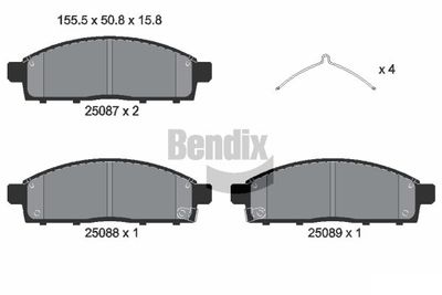 BPD1548 BENDIX Braking Комплект тормозных колодок, дисковый тормоз