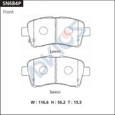 SN684P ADVICS Комплект тормозных колодок, дисковый тормоз