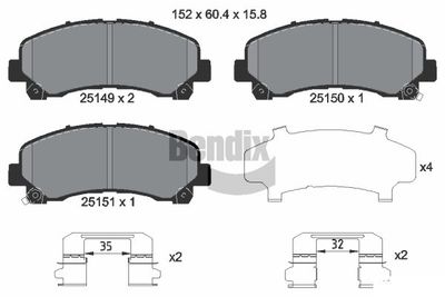 BPD1444 BENDIX Braking Комплект тормозных колодок, дисковый тормоз