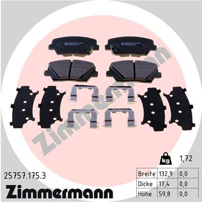 257571753 ZIMMERMANN Комплект тормозных колодок, дисковый тормоз