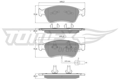 TX1510 TOMEX Brakes Комплект тормозных колодок, дисковый тормоз