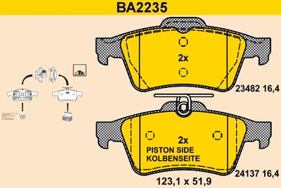 BA2235 BARUM Комплект тормозных колодок, дисковый тормоз