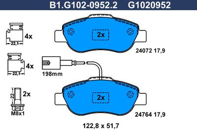 B1G10209522 GALFER Комплект тормозных колодок, дисковый тормоз