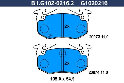 B1G10202162 GALFER Комплект тормозных колодок, дисковый тормоз