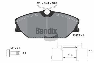 BPD1127 BENDIX Braking Комплект тормозных колодок, дисковый тормоз