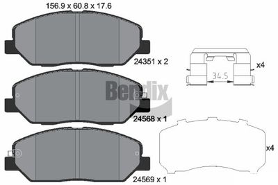 BPD1354 BENDIX Braking Комплект тормозных колодок, дисковый тормоз