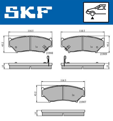 VKBP80572A SKF Комплект тормозных колодок, дисковый тормоз