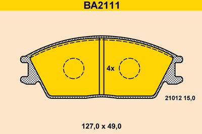 BA2111 BARUM Комплект тормозных колодок, дисковый тормоз