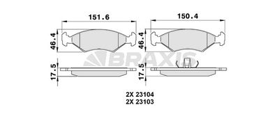 AA0096 BRAXIS Комплект тормозных колодок, дисковый тормоз