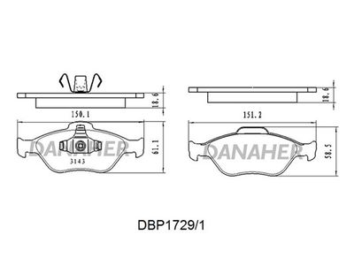 DBP17291 DANAHER Комплект тормозных колодок, дисковый тормоз