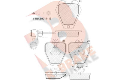 RB1693 R BRAKE Комплект тормозных колодок, дисковый тормоз