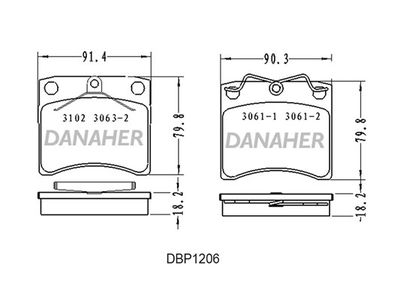 DBP1206 DANAHER Комплект тормозных колодок, дисковый тормоз