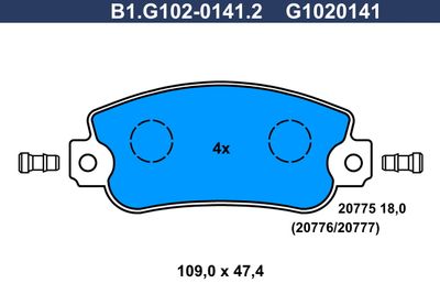 B1G10201412 GALFER Комплект тормозных колодок, дисковый тормоз