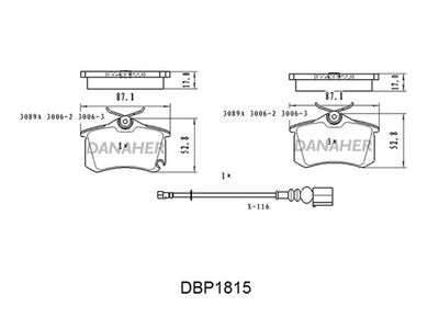 DBP1815 DANAHER Комплект тормозных колодок, дисковый тормоз