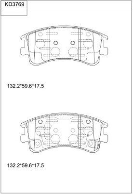 KD3769 ASIMCO Комплект тормозных колодок, дисковый тормоз