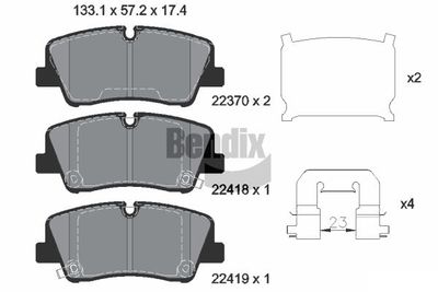 BPD1888 BENDIX Braking Комплект тормозных колодок, дисковый тормоз