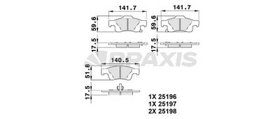 AB0490 BRAXIS Комплект тормозных колодок, дисковый тормоз