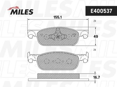 E400537 MILES Комплект тормозных колодок, дисковый тормоз