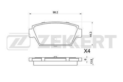 BS1024 ZEKKERT Комплект тормозных колодок, дисковый тормоз