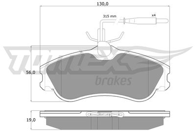 TX1112 TOMEX Brakes Комплект тормозных колодок, дисковый тормоз