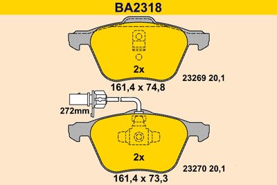 BA2318 BARUM Комплект тормозных колодок, дисковый тормоз