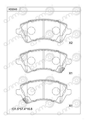 KD2043 ASIMCO Комплект тормозных колодок, дисковый тормоз