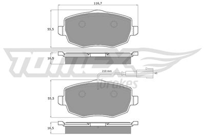 TX1689 TOMEX Brakes Комплект тормозных колодок, дисковый тормоз