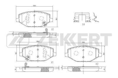 BS1182 ZEKKERT Комплект тормозных колодок, дисковый тормоз