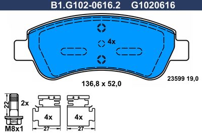 B1G10206162 GALFER Комплект тормозных колодок, дисковый тормоз