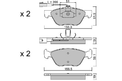 BPFI1036 AISIN Комплект тормозных колодок, дисковый тормоз