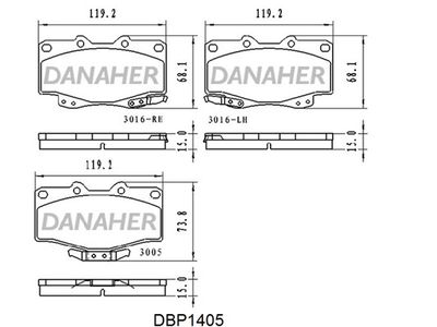 DBP1405 DANAHER Комплект тормозных колодок, дисковый тормоз