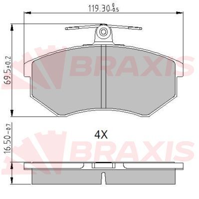 AA0634 BRAXIS Комплект тормозных колодок, дисковый тормоз