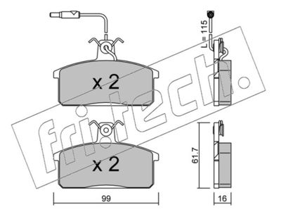0282 fri.tech. Комплект тормозных колодок, дисковый тормоз