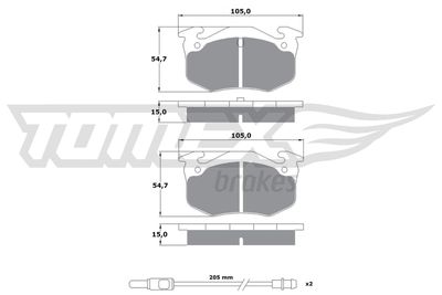 TX10512 TOMEX Brakes Комплект тормозных колодок, дисковый тормоз