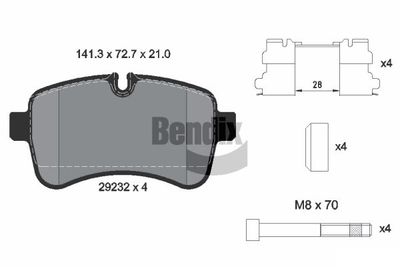 BPD1080 BENDIX Braking Комплект тормозных колодок, дисковый тормоз