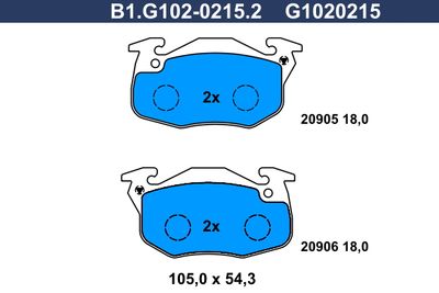 B1G10202152 GALFER Комплект тормозных колодок, дисковый тормоз