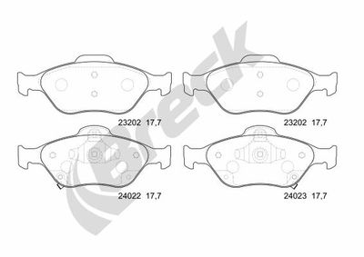 240220070210 BRECK Комплект тормозных колодок, дисковый тормоз