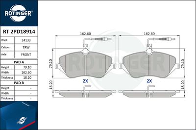 RT2PD18914 ROTINGER Комплект тормозных колодок, дисковый тормоз