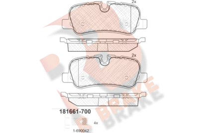 RB1661700 R BRAKE Комплект тормозных колодок, дисковый тормоз