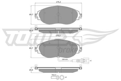 TX1684 TOMEX Brakes Комплект тормозных колодок, дисковый тормоз