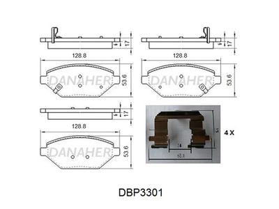 DBP3301 DANAHER Комплект тормозных колодок, дисковый тормоз